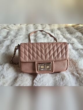 Karl Lagerfeld Quilted Blush Pink Leather Crossbody Bag